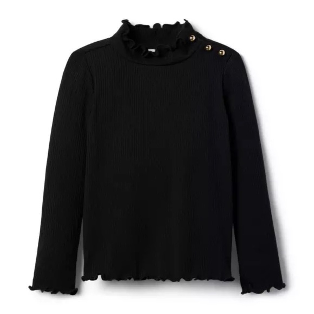 Janie and Jack Ribbed Ruffle Trim Turtleneck
